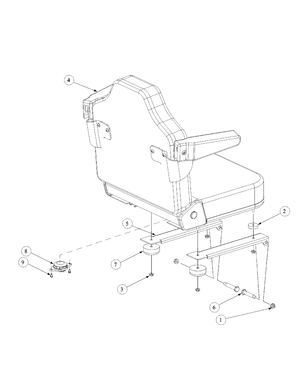 Seat Assembly Diagram and Parts List for M60-KW 53AB5DBX150-23-HP Cub Cadet Lawn Tractor